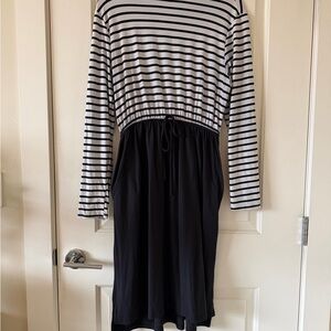 Bohme Black and White Striped Long Sleeve Dress